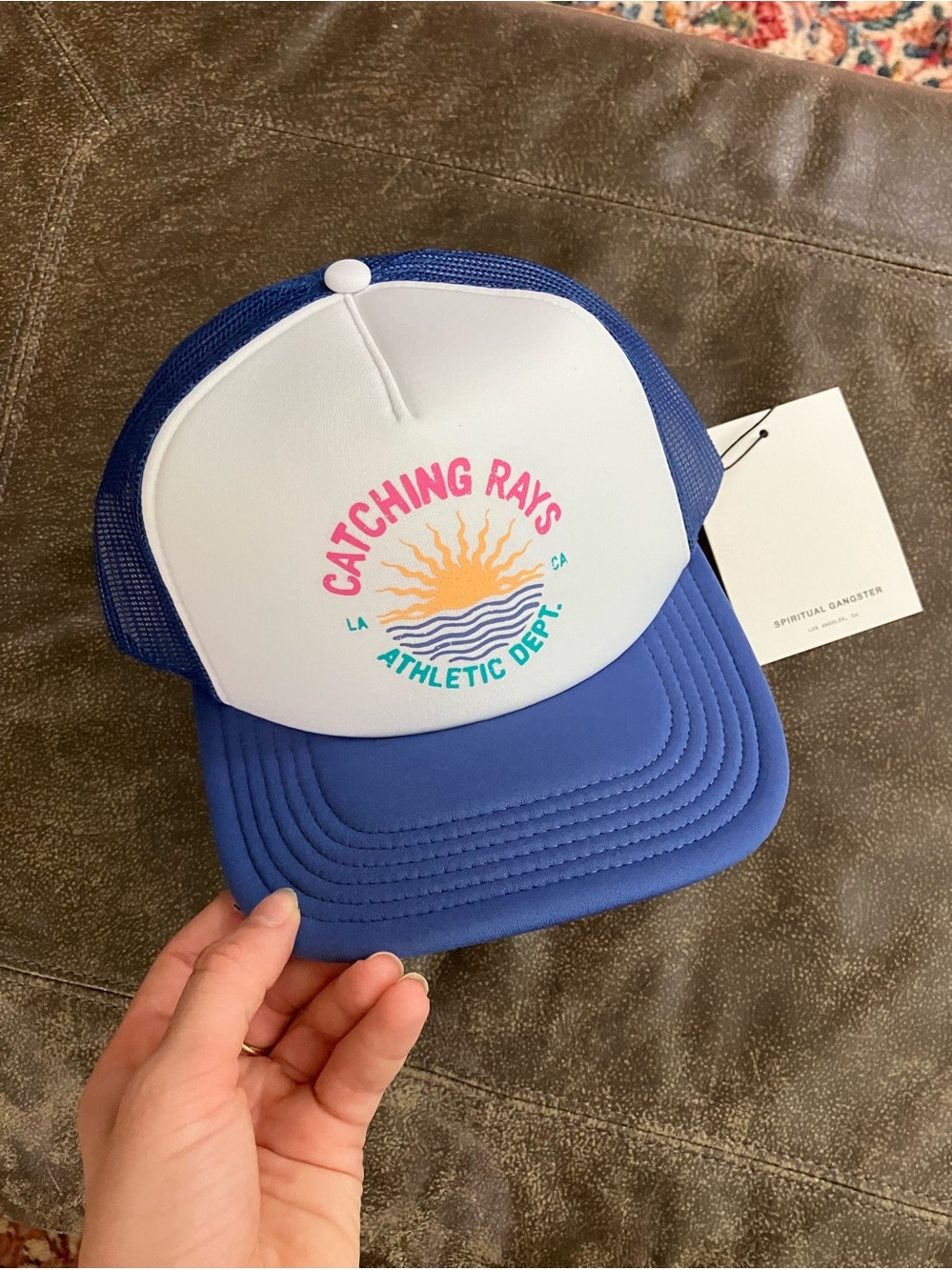Spiritual Gangster Catching Rays Trucker Hat - Blue & White